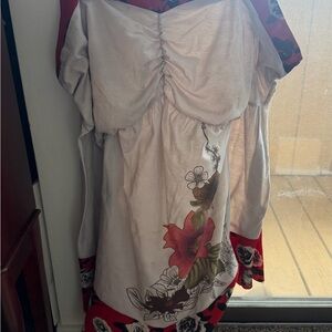 3XL Floral Red and White Blouse